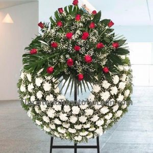 corona funebre rose bianche e rosse Roma